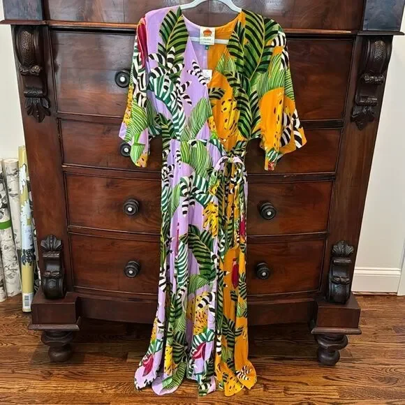 Farm Rio Printed Wrap Dress Size Extra Extra Small XXS